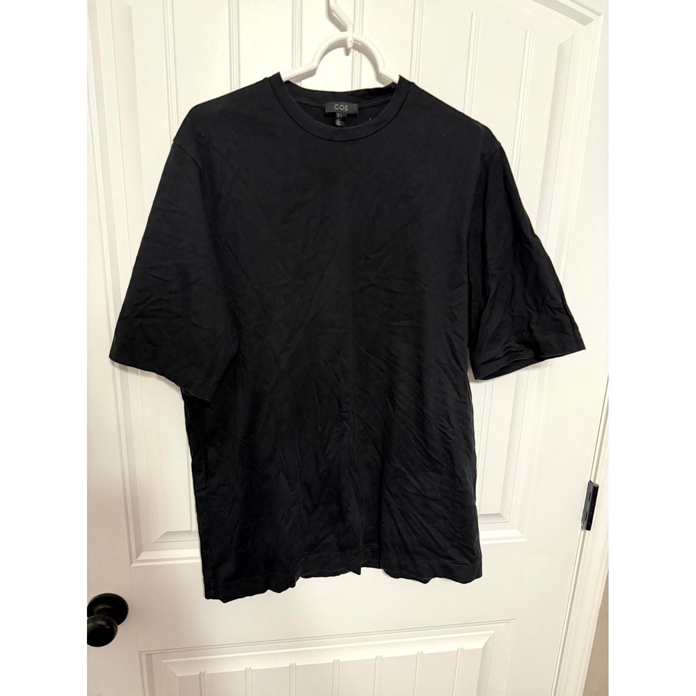 COS T-Shirt Men Small Black Short Sleeve 100% Cotton Minimalist Tee